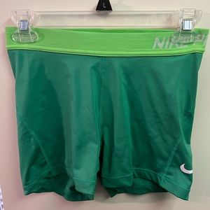 Nike pro green spandex shorts, size M